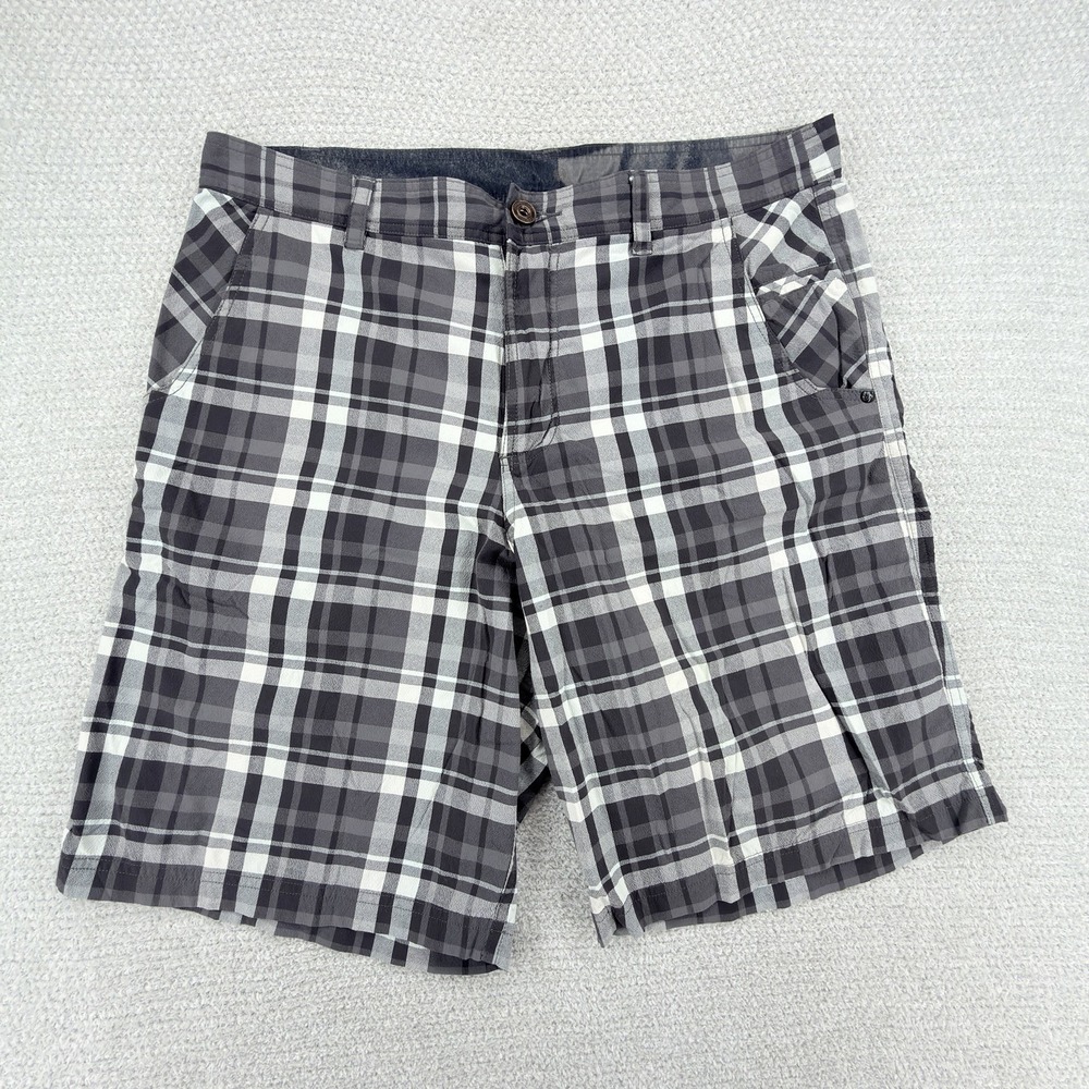 Lululemon Chino Golf Shorts Mens 36 Gray Black Plaid Performance Preppy